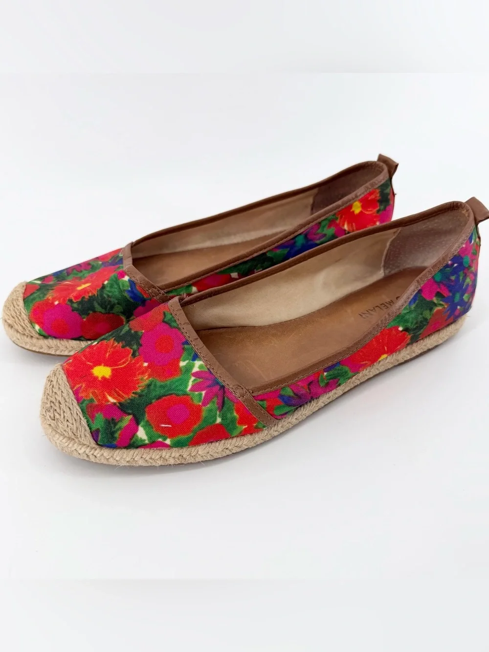 Antonio Melani Floral Espadrille Flats Canvas Slip On Shoes Women Fit 9 No Size
